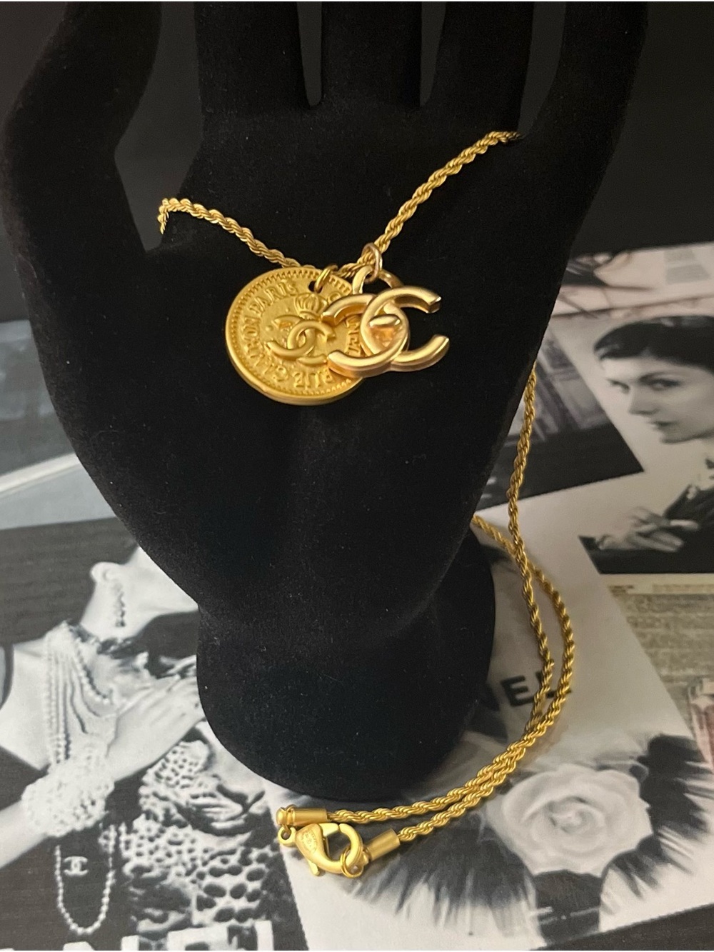 CHANEL Gold-Tone CC Coin Charm Necklace